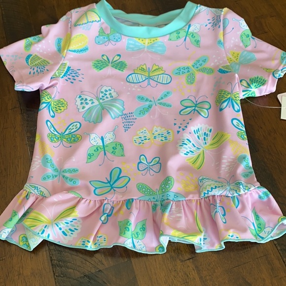 Little Girls Butterfly Rashguard Swimsuit - Picture 5 of 7